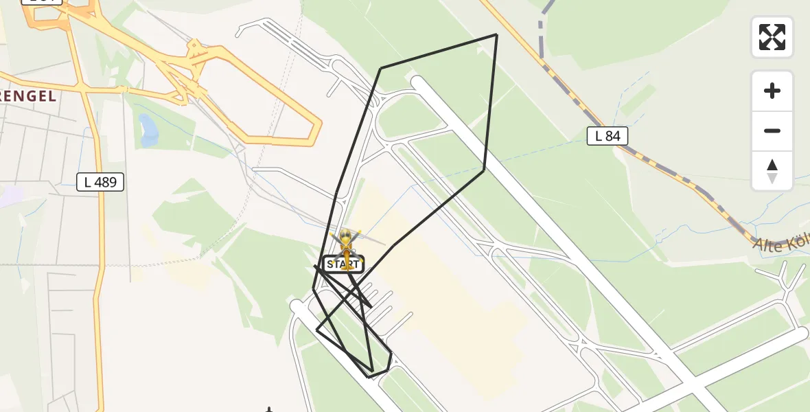 Flugroute Rettungshubschrauber Köln Bonn Flughafen - Köln Bonn Flughafen, 14 April 2026, 12:31