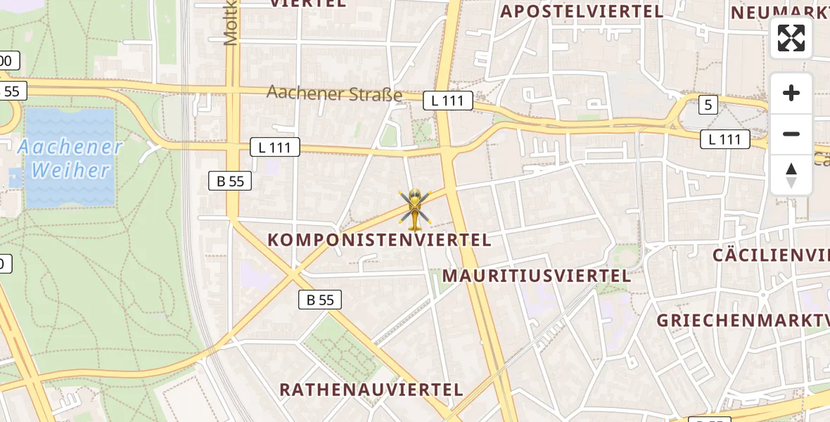 Flugroute Ambulanzhubschrauber Köln - Köln, 14 April 2026, 12:49