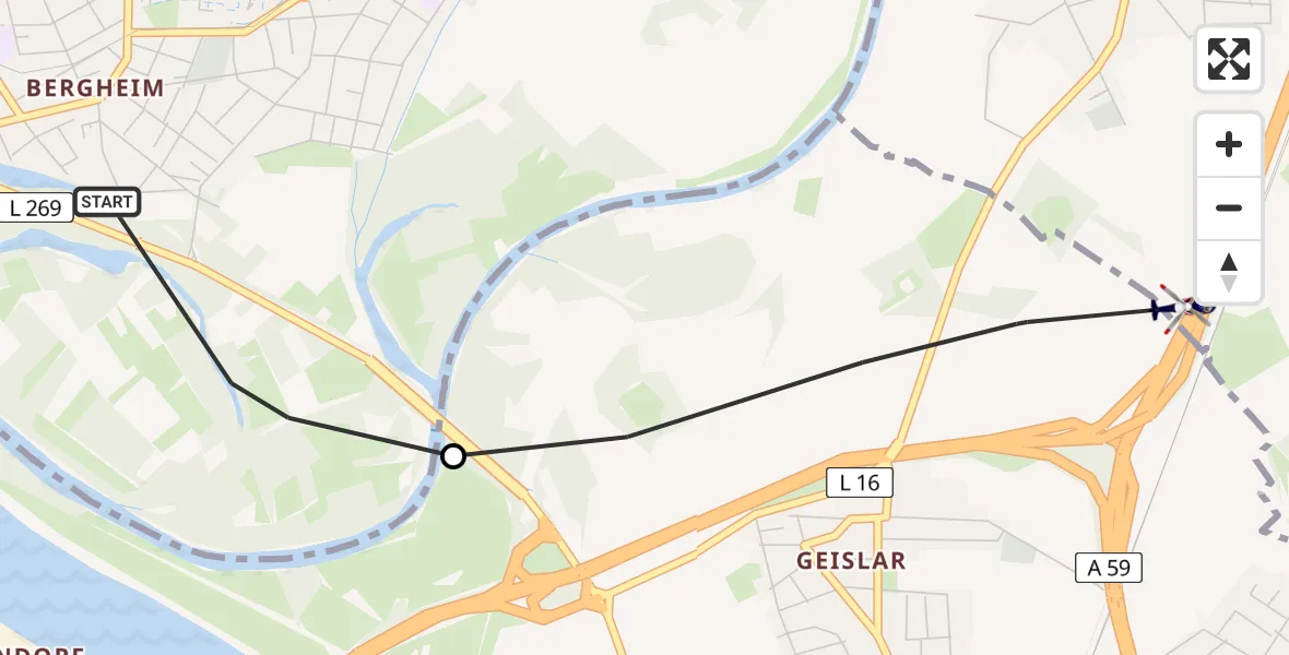 Flugroute Polizeihubschrauber Troisdorf - Sankt Augustin, 14 April 2026, 12:57