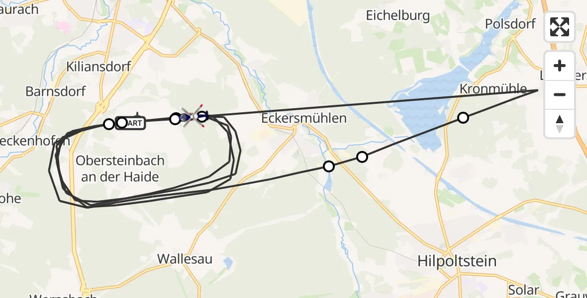 Flugroute Polizeihubschrauber Roth - Roth, 14 April 2026, 13:04