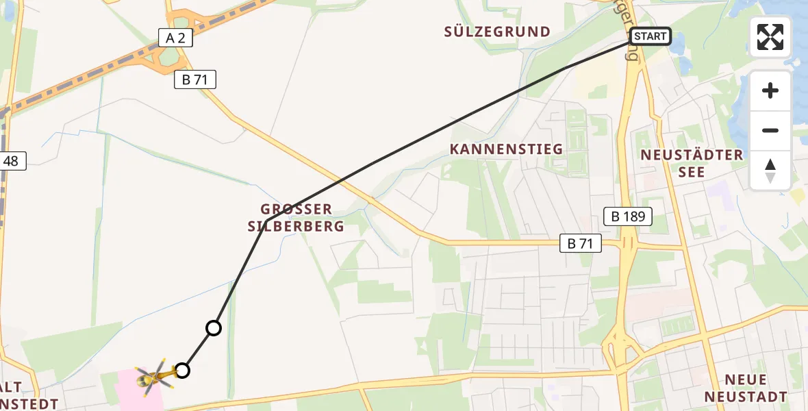 Flugroute Rettungshubschrauber Magdeburg - Magdeburg Hospital, 14 April 2026, 13:06