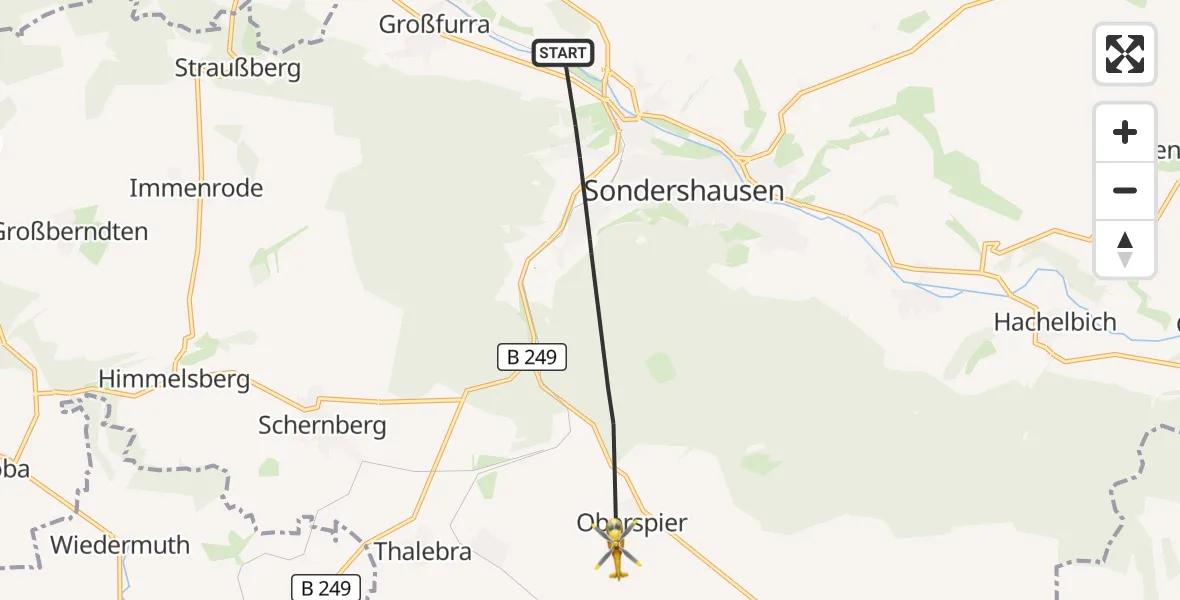Flugroute Rettungshubschrauber Sondershausen - Sondershausen, 14 April 2026, 13:19