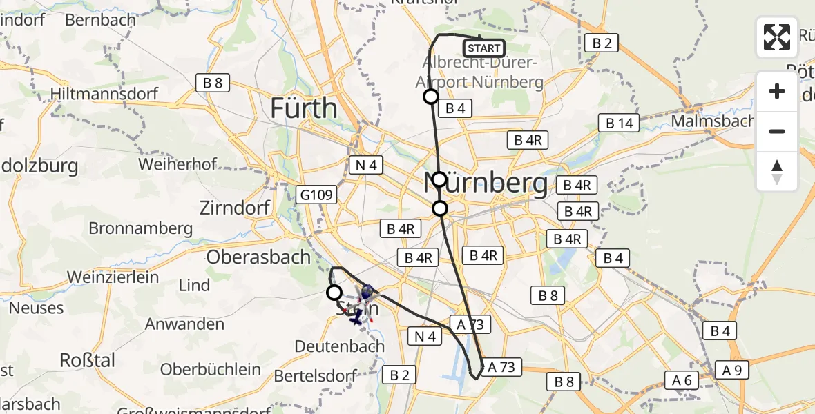 Flugroute Polizeihubschrauber Flughafen Nuremberg - Nürnberg, 14 April 2026, 13:35