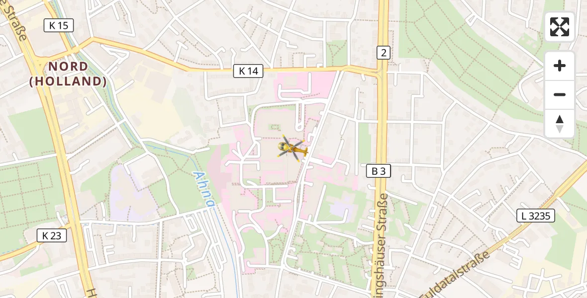 Flugroute Rettungshubschrauber Kassel - Kassel, 14 April 2026, 13:37