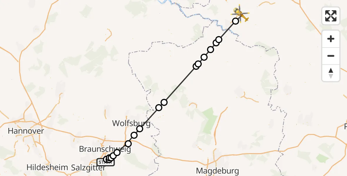 Flugroute Rettungshubschrauber Wolfenbüttel - Perleberg, 14 April 2026, 13:43