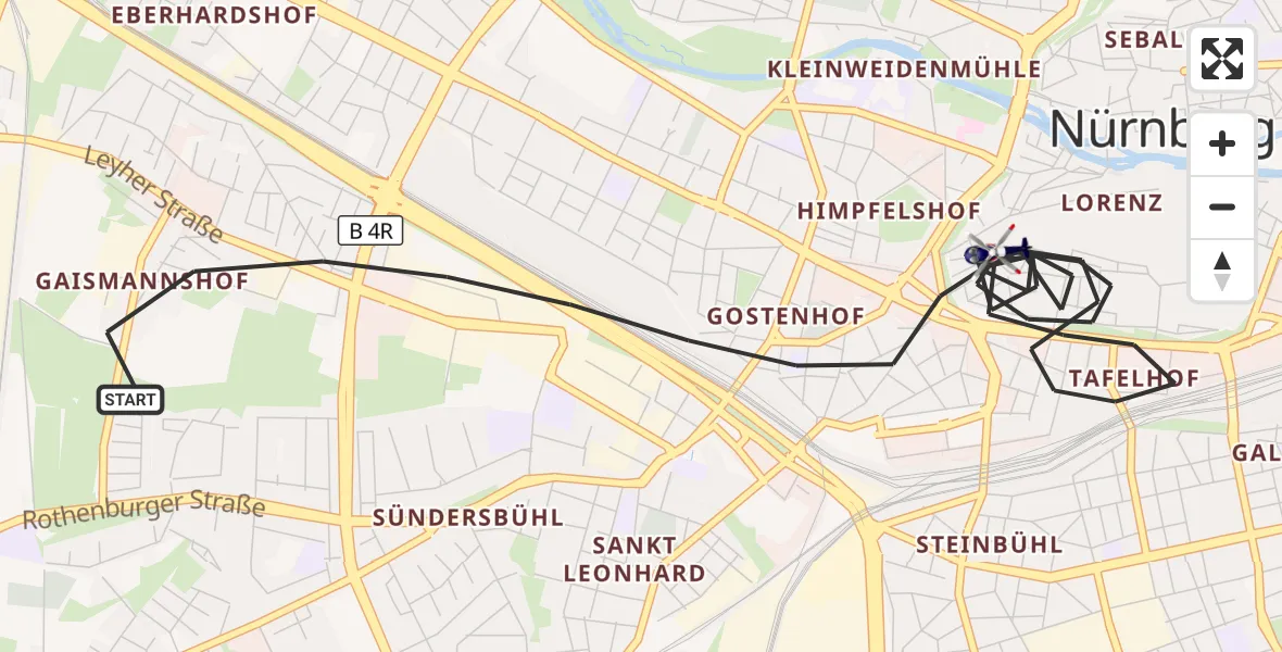 Flugroute Polizeihubschrauber Nürnberg - Nürnberg, 14 April 2026, 14:14