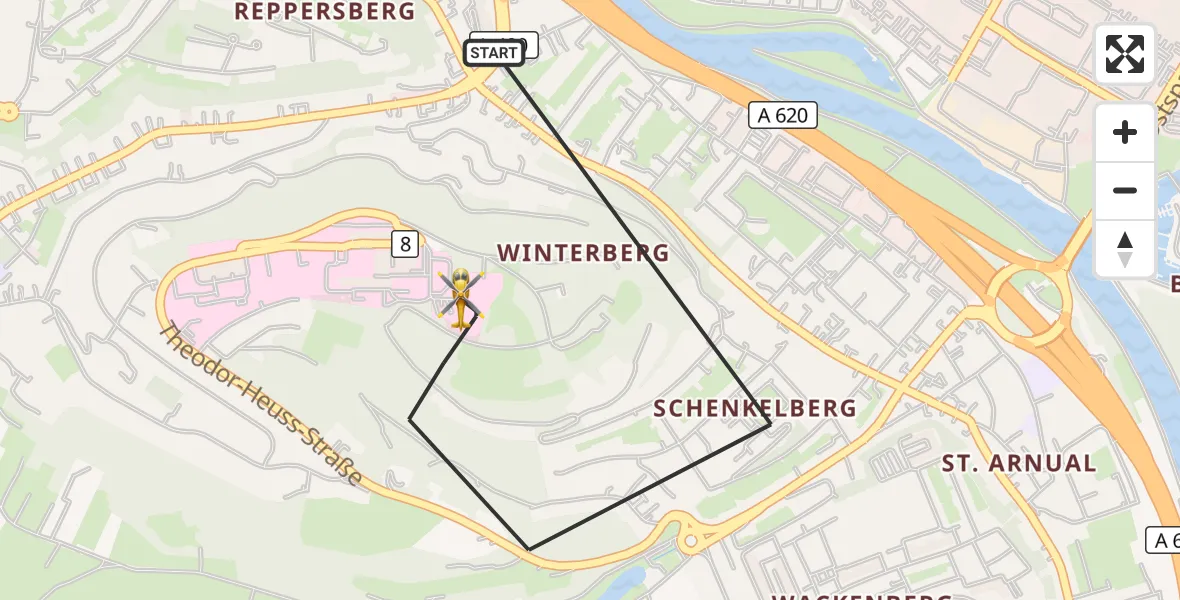 Flugroute Rettungshubschrauber Saarbrücken - Saarbrücken, 14 April 2026, 14:16