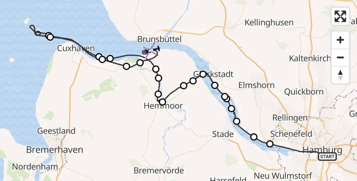 Flugroute Polizeihubschrauber Hamburg - Balje, 14 April 2026, 14:18