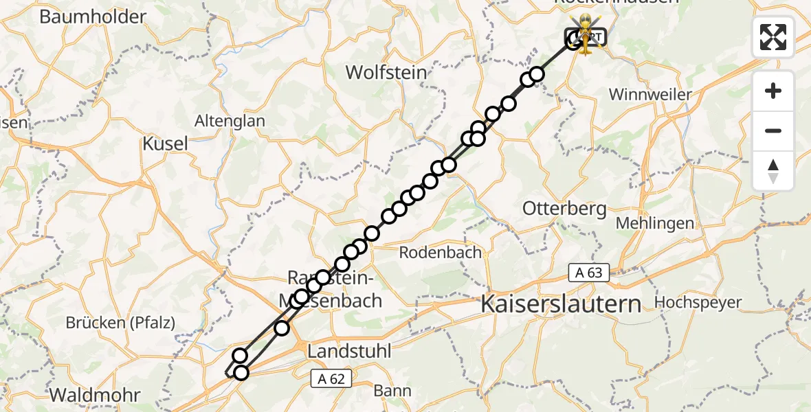 Flugroute Rettungshubschrauber Imsweiler UL - Imsweiler UL, 14 April 2026, 14:22