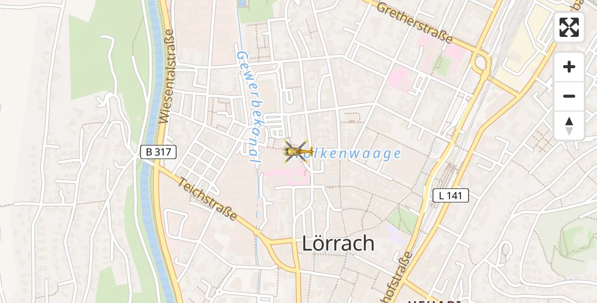 Flugroute Rettungshubschrauber Lörrach - Lörrach, 14 April 2026, 14:21