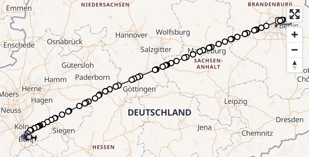 Flugroute Polizeihubschrauber Ahrensfelde Hubschrauberlandeplatz - Sankt Augustin, 14 April 2026, 14:36