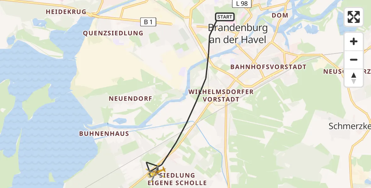 Flugroute Rettungshubschrauber Brandenburg an der Havel - Brandenburg an der Havel, 14 April 2026, 14:44