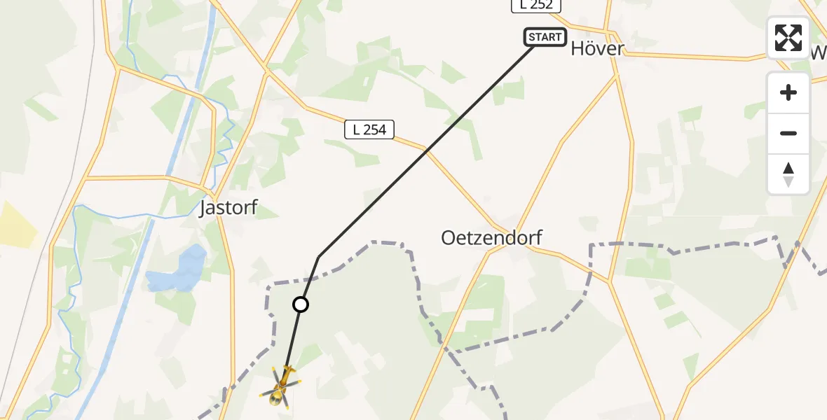 Flugroute Rettungshubschrauber Bad Bevensen - Uelzen, 14 April 2026, 14:54
