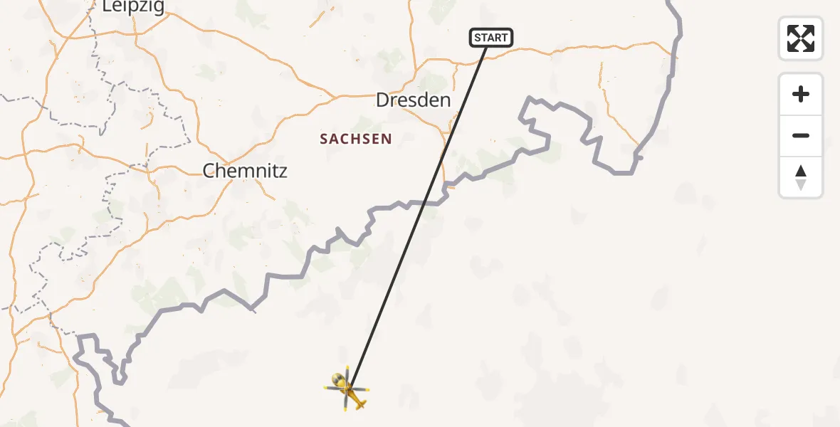 Flugroute Rettungshubschrauber Elstra - Elstra, 14 April 2026, 15:22