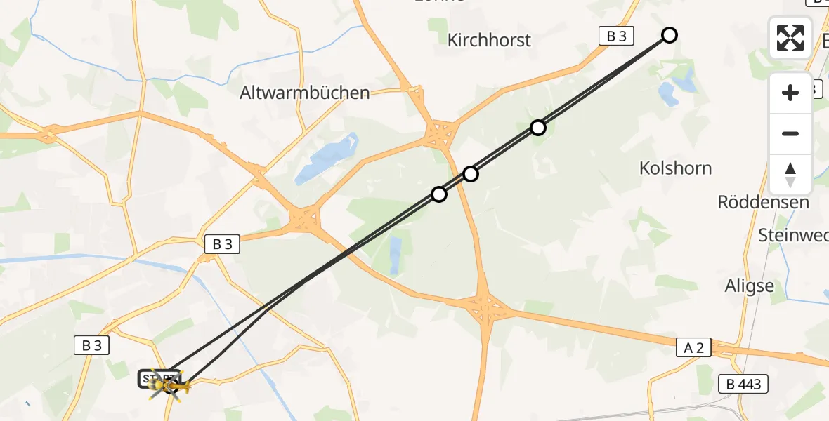 Flugroute Rettungshubschrauber Hannover Luftrettung Hubschrauberlandeplatz (Christoph 4) - Hannover Luftrettung Hubschrauberlandeplatz (Christoph 4), 14 April 2026, 15:25