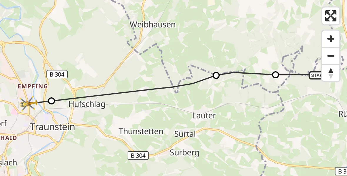 Flugroute Rettungshubschrauber Teisendorf - Traunstein, 14 April 2026, 16:16