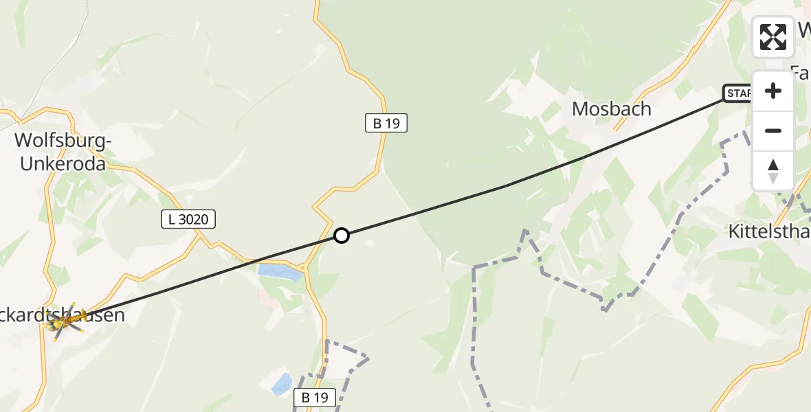 Flugroute Rettungshubschrauber Wutha-Farnroda - Gerstungen, 14 April 2026, 16:16