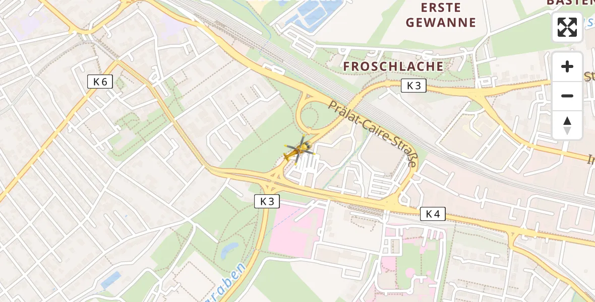 Flugroute Rettungshubschrauber Ludwigshafen am Rhein - Ludwigshafen am Rhein, 14 April 2026, 16:33