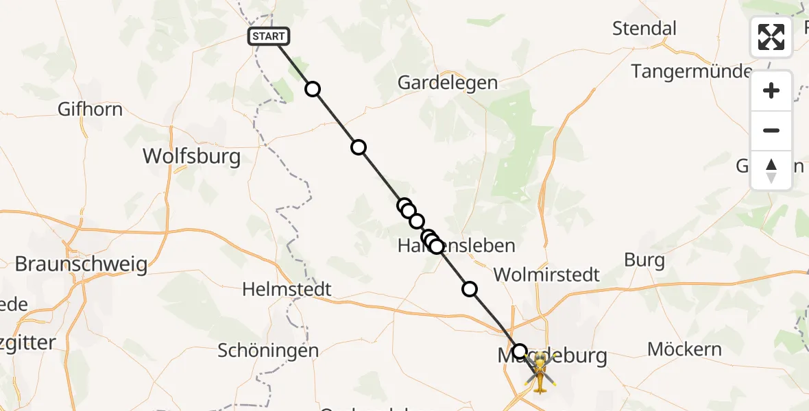 Flugroute Rettungshubschrauber Klötze - Magdeburg, 14 April 2026, 16:43