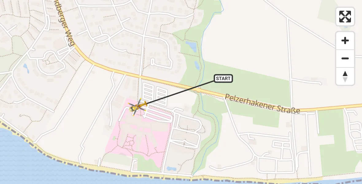 Flugroute Rettungshubschrauber Neustadt in Holstein - Neustadt in Holstein, 14 April 2026, 17:09