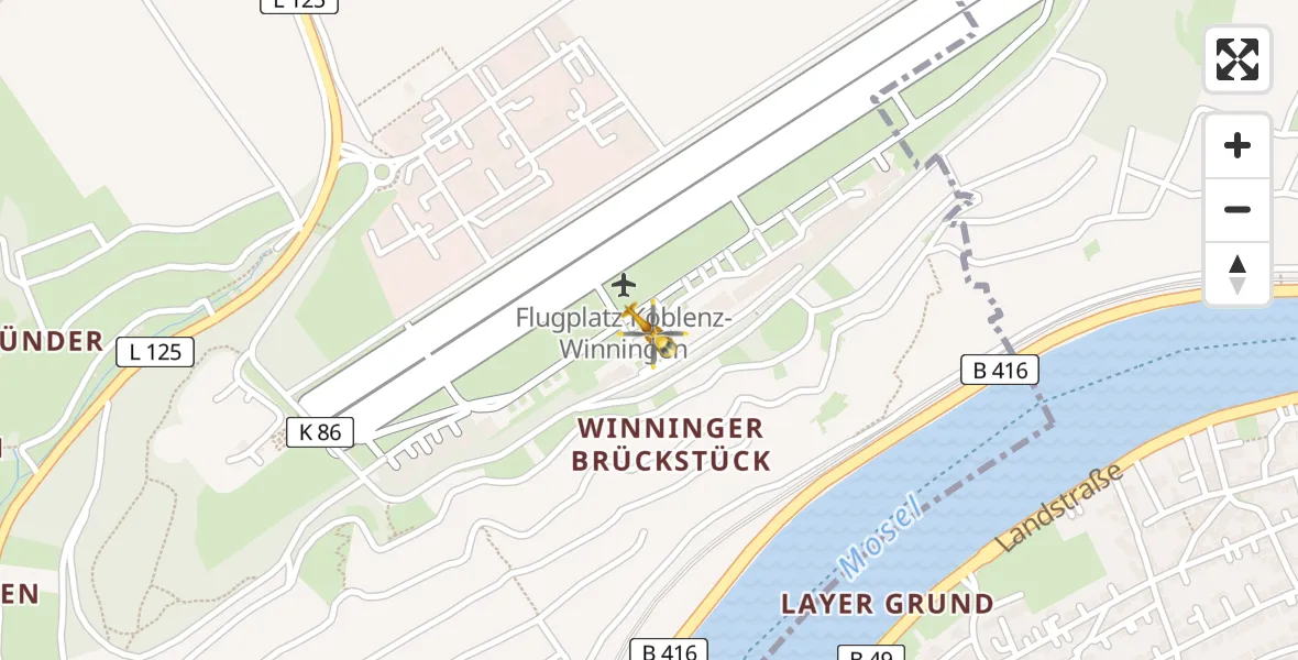 Flugroute Ambulanzhubschrauber Koblenz-Winningen Flugplatz - Koblenz-Winningen Flugplatz, 14 April 2026, 17:18
