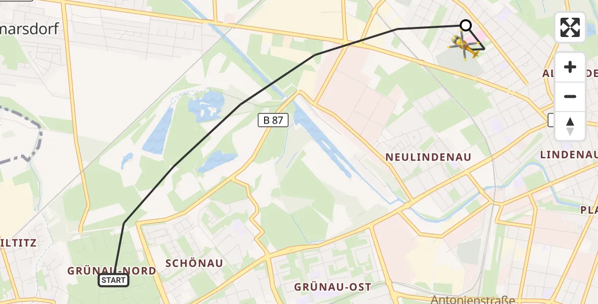 Flugroute Rettungshubschrauber Leipzig - Evangelical Deaconess Hospital Leipzig, 14 April 2026, 17:20