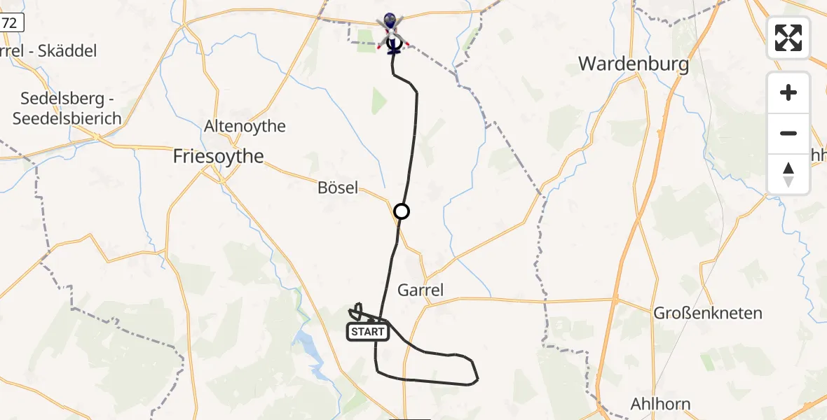 Flugroute Polizeihubschrauber Garrel - Edewecht, 14 April 2026, 17:28