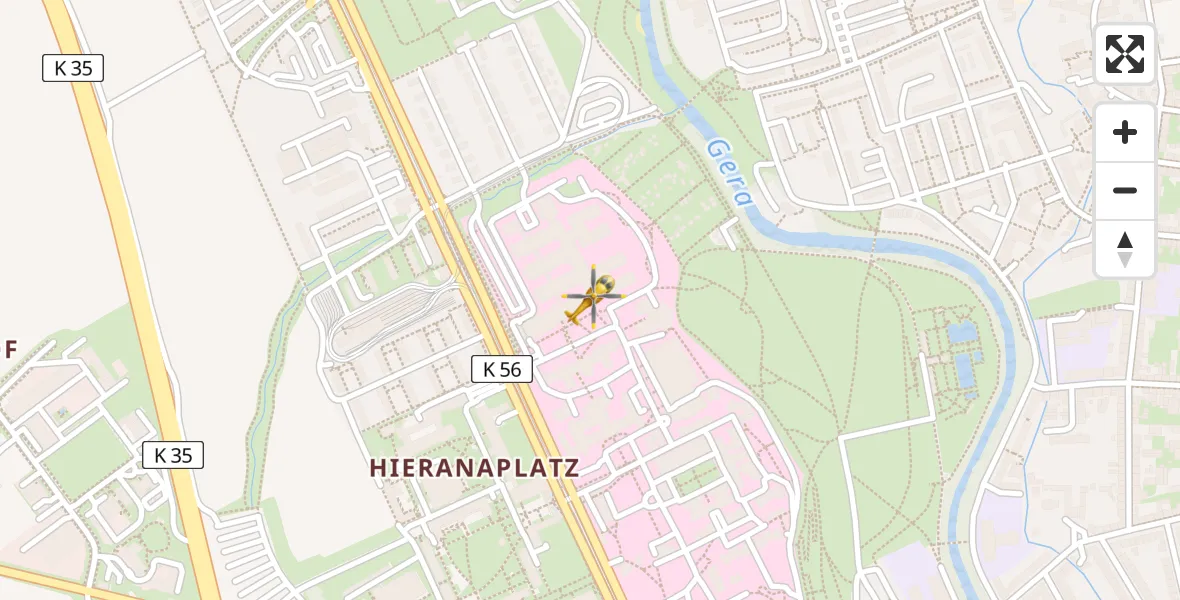 Flugroute Ambulanzhubschrauber Helios Clinic Erfurt - Helios Clinic Erfurt, 14 April 2026, 17:28