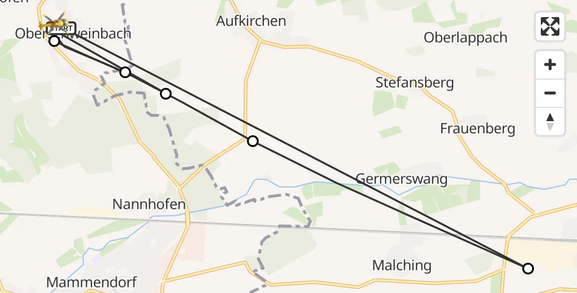 Flugroute Rettungshubschrauber Oberschweinbach - Oberschweinbach, 14 April 2026, 17:55