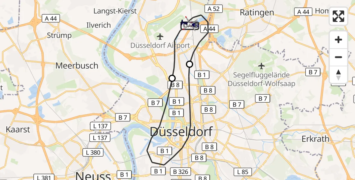 Flugroute Polizeihubschrauber Düsseldorf Flughafen - Düsseldorf Flughafen, 14 April 2026, 18:13