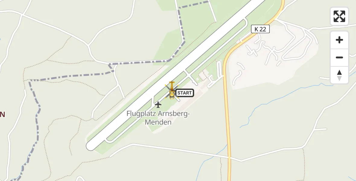 Flugroute Ambulanzhubschrauber Arnsberg-Menden Flugplatz - Arnsberg-Menden Flugplatz, 14 April 2026, 18:20