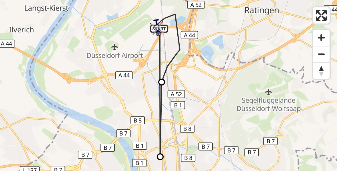 Flugroute Polizeihubschrauber Düsseldorf Flughafen - Düsseldorf Flughafen, 14 April 2026, 18:24