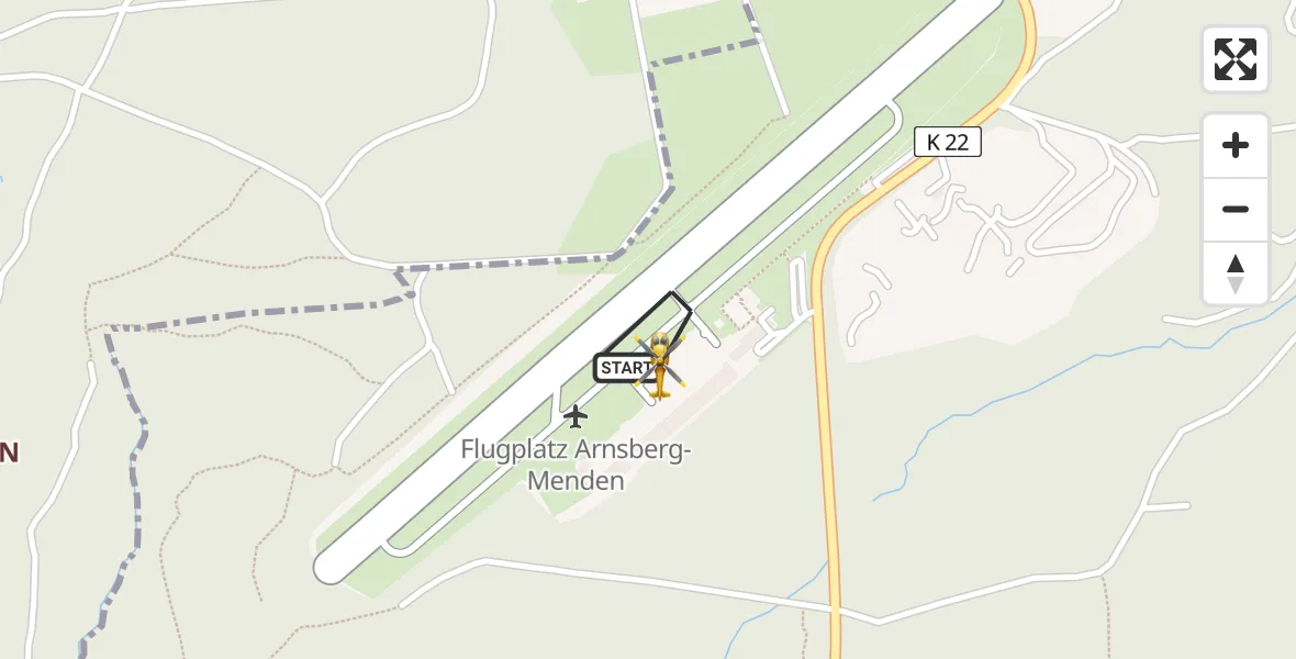 Flugroute Ambulanzhubschrauber Arnsberg-Menden Flugplatz - Arnsberg-Menden Flugplatz, 14 April 2026, 18:26