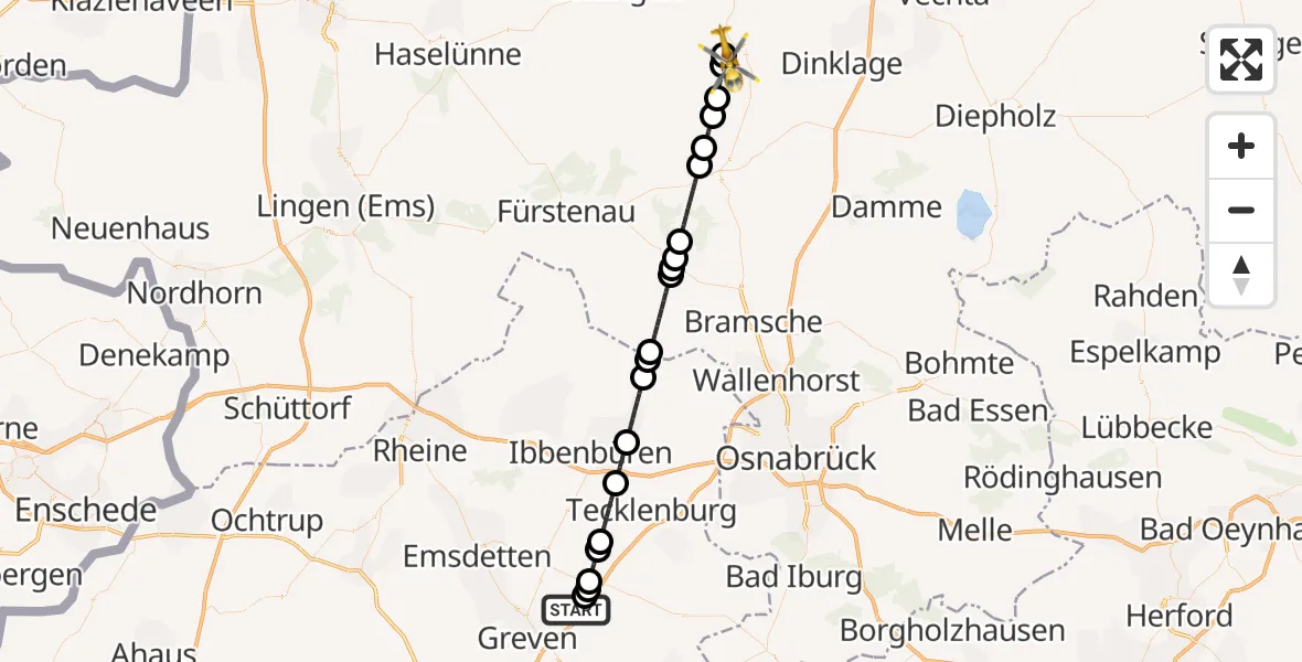 Flugroute Ambulanzhubschrauber Christoph  Westfalen-ADAC - Quakenbrück, 14 April 2026, 18:31