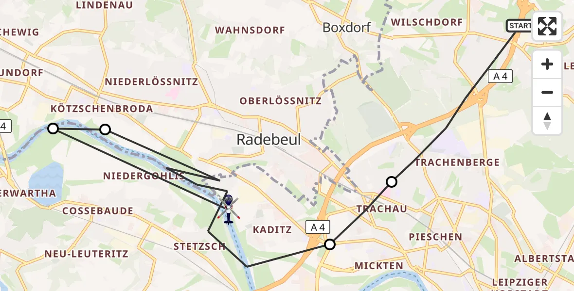 Flugroute Polizeihubschrauber Dresden - Dresden, 14 April 2026, 18:35