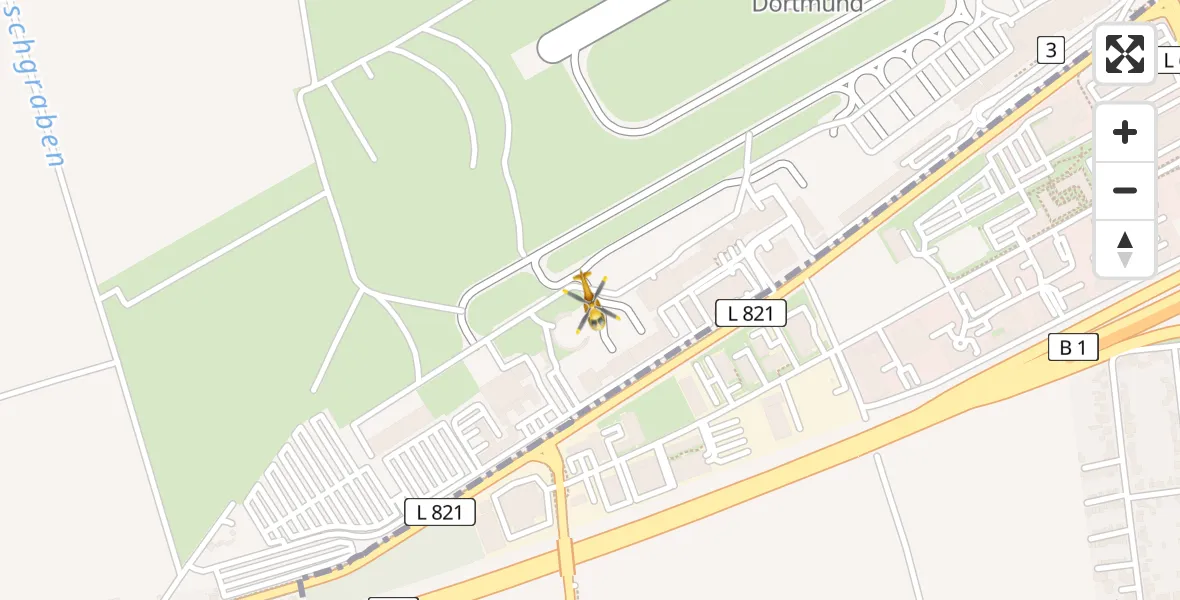 Flugroute Rettungshubschrauber Dortmund Flughafen - Dortmund Flughafen, 14 April 2026, 19:48