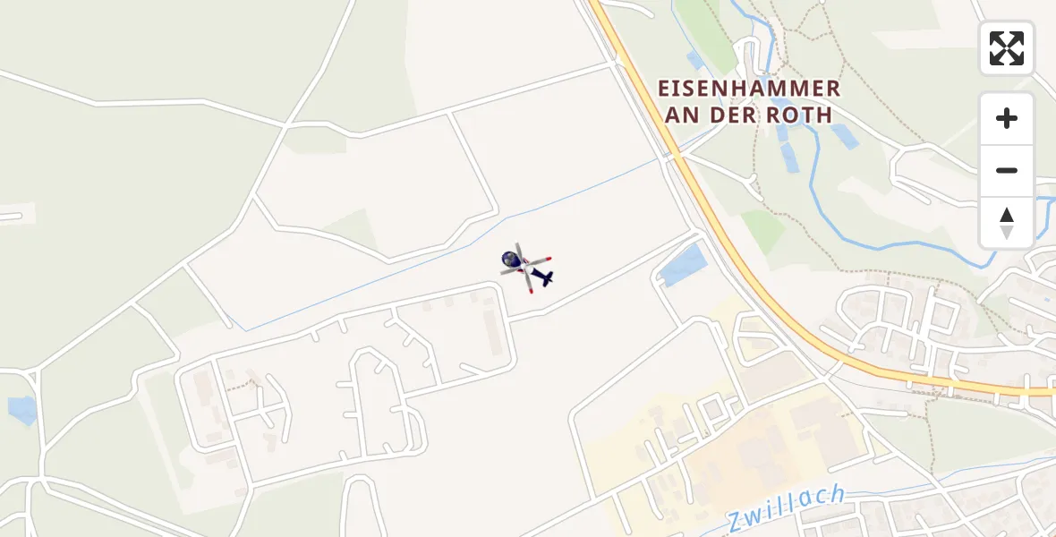 Flugroute Polizeihubschrauber Roth - Roth, 14 April 2026, 19:50