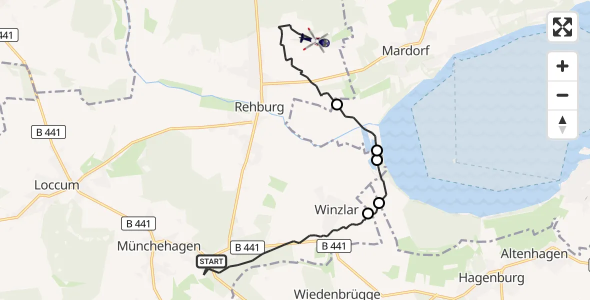 Flugroute Polizeihubschrauber Rehburg-Loccum - Rehburg-Loccum, 14 April 2026, 19:52