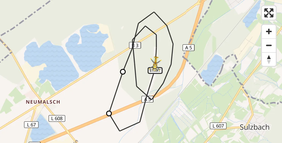 Flugroute Rettungshubschrauber Malsch - Malsch, 14 April 2026, 20:18