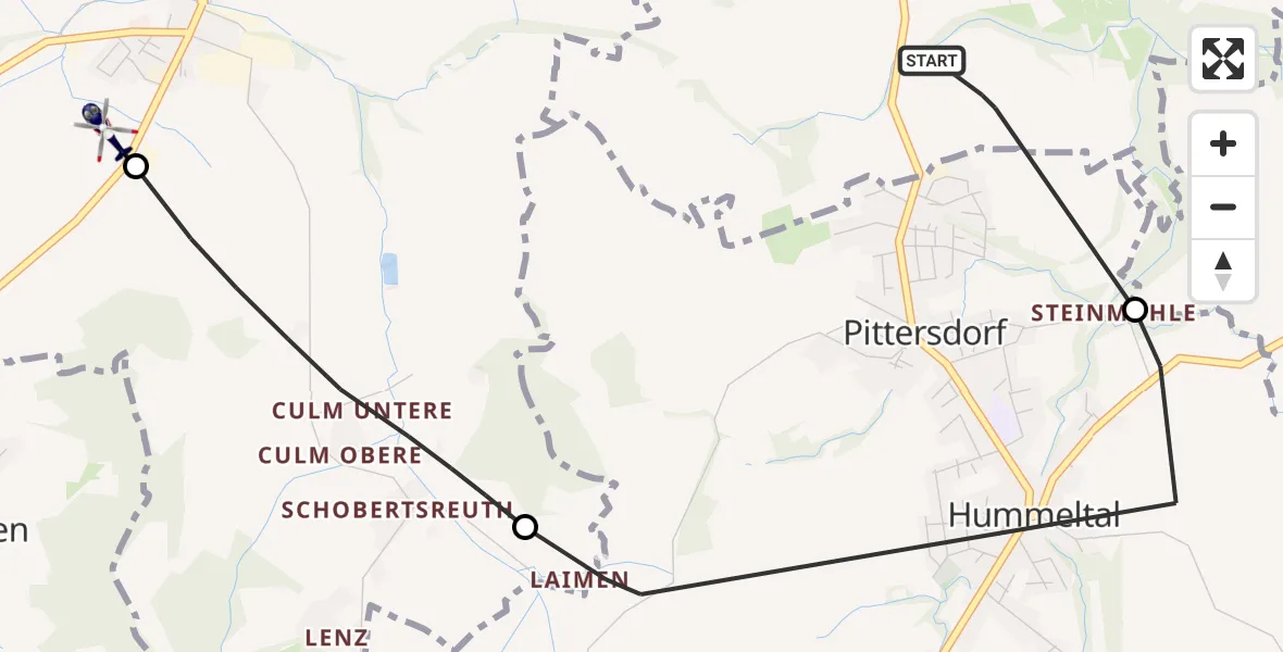 Flugroute Polizeihubschrauber Mistelbach - Fossiliengrube Hubschrauberlandeplatz, 14 April 2026, 21:07