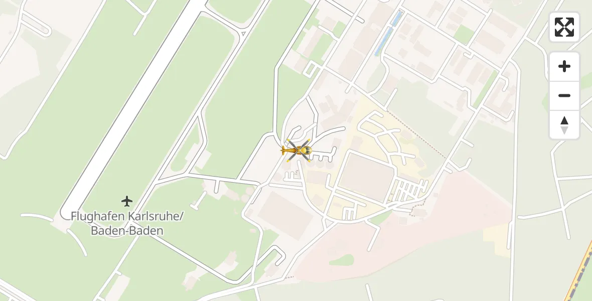 Flugroute Rettungshubschrauber Karlsruhe Baden-Baden Flughafen - Karlsruhe Baden-Baden Flughafen, 14 April 2026, 21:24