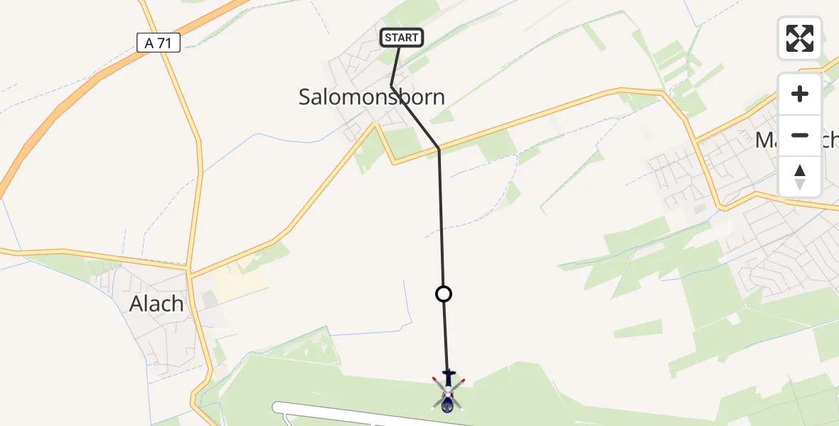Flugroute Polizeihubschrauber Erfurt - Erfurt-Weimar Flughafen, 14 April 2026, 22:25