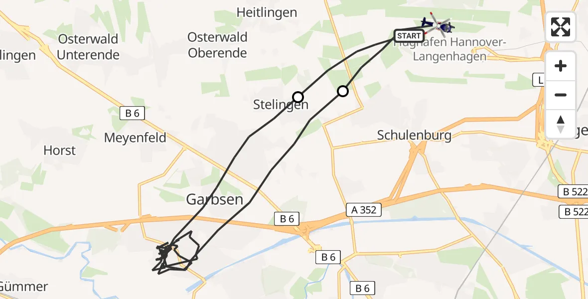 Flugroute Polizeihubschrauber Flughafen Hannover - Flughafen Hannover, 15 April 2026, 01:58