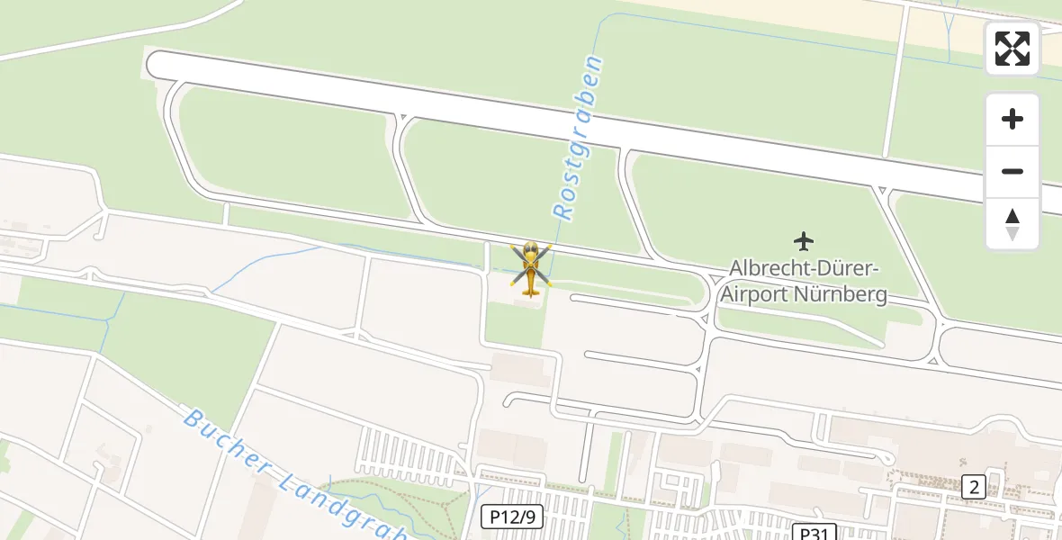 Flugroute Ambulanzhubschrauber Flughafen Nuremberg - Flughafen Nuremberg, 15 April 2026, 02:34