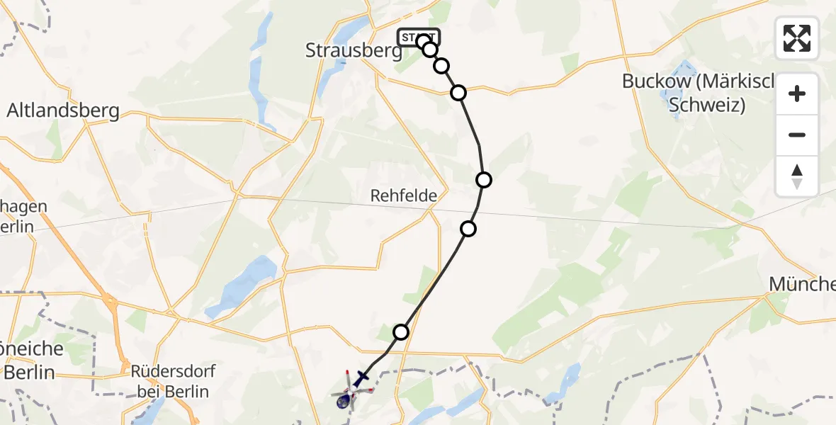 Flugroute Polizeihubschrauber Strausberg - Rüdersdorf bei Berlin, 15 April 2026, 06:34