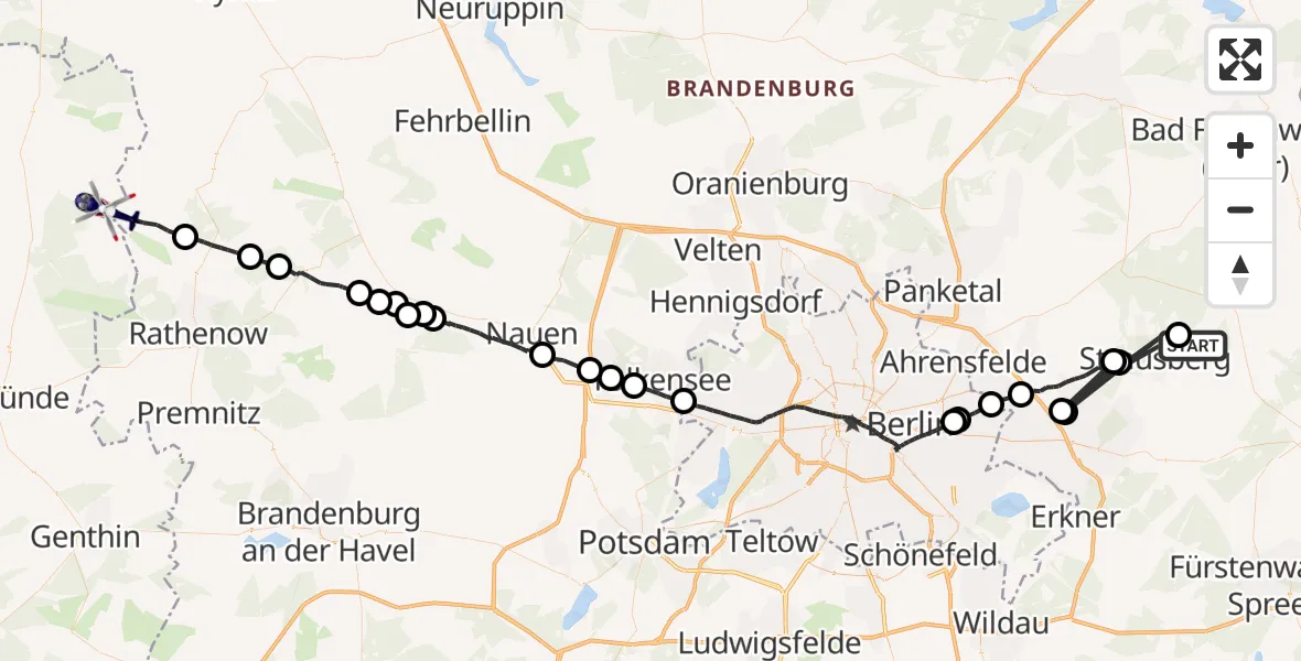 Flugroute Polizeihubschrauber Oberbarnim - Kamern, 15 April 2026, 06:40
