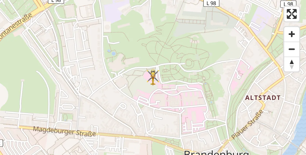 Flugroute Rettungshubschrauber Brandenburg an der Havel - Brandenburg an der Havel, 15 April 2026, 07:18