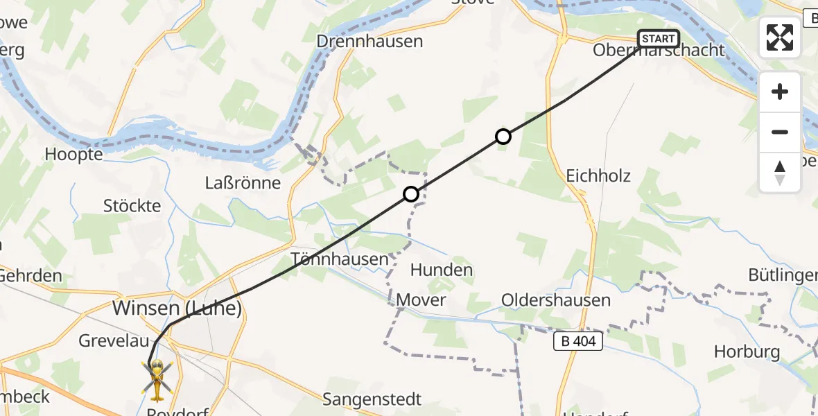 Flugroute Ambulanzhubschrauber Marschacht - Winsen (Luhe), 15 April 2026, 07:54