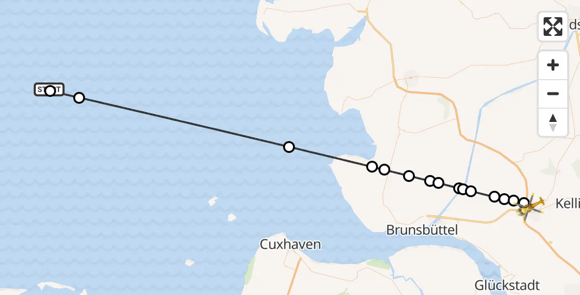 Flugroute Rettungshubschrauber Helgoland Marinehubschrauberstützpunkt - Itzehoe, 15 April 2026, 08:04