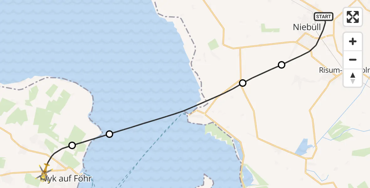 Flugroute Rettungshubschrauber Niebüll - Wrixum, 15 April 2026, 08:09